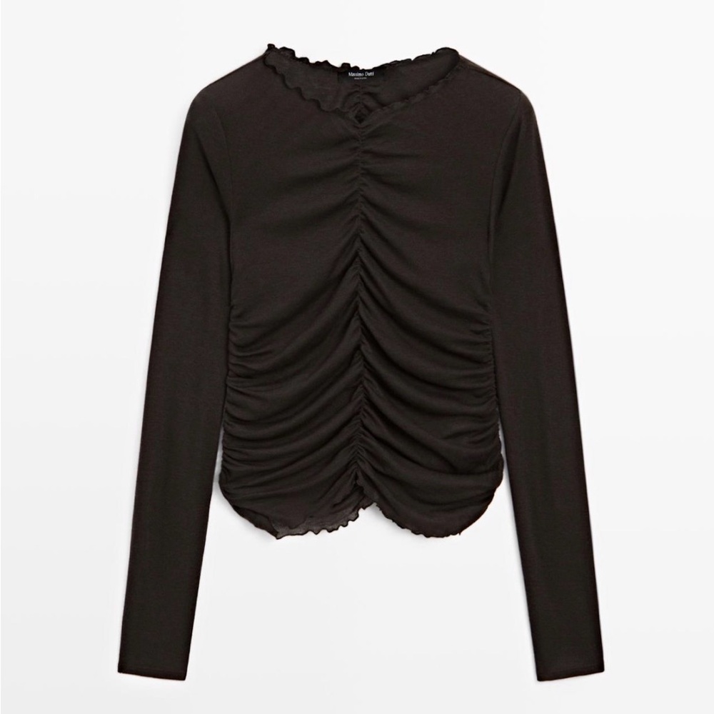 Massimo Dutti gathered long sleeve top
